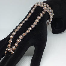 Load image into Gallery viewer, Beaded slave bracelet glove in silver tones and freshwater pearl