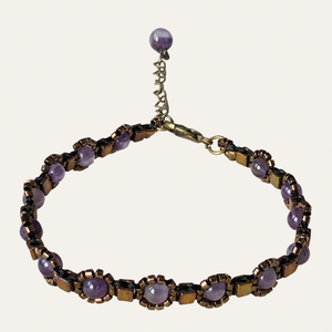 Beaded jewellery (jewelry); fine beaded amethyst bracelet