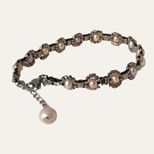 Load image into Gallery viewer, Beaded jewellery (jewelry): Pearl bracelet, freshwater pearl with fine beadwork in silver tone