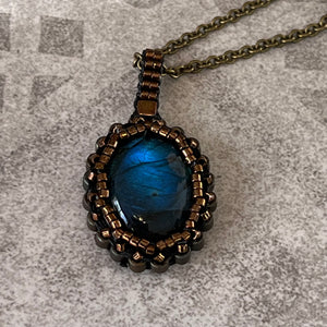 Blue Labradorite ‘Amulet’ Cameo Pendant