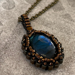 Blue Labradorite ‘Amulet’ Cameo Pendant