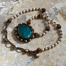 Load image into Gallery viewer, Chrysocolla Amulet Pearl Necklace