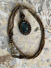 Load image into Gallery viewer, Labradorite Amulet with Garnet Detail