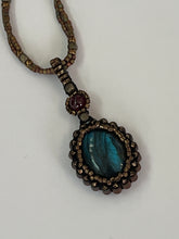 Load image into Gallery viewer, Labradorite Amulet with Garnet Detail