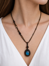 Load image into Gallery viewer, Labradorite Amulet with Garnet Detail