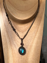 Load image into Gallery viewer, Labradorite Amulet with Garnet Detail