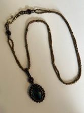 Load image into Gallery viewer, Labradorite Amulet with Garnet Detail