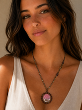 Load image into Gallery viewer, Sunset Rhodonite 'Flower' Pendant