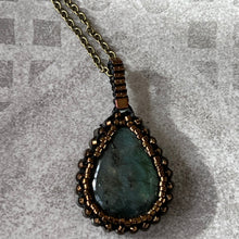 Load image into Gallery viewer, Teal Labradorite &#39;Amulet&#39; Teardrop Pendant