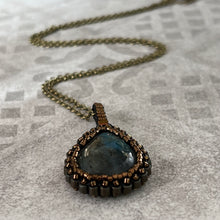 Load image into Gallery viewer, Teal Labradorite &#39;Amulet&#39; Teardrop Pendant