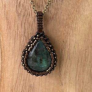 Teal Labradorite 'Amulet' Teardrop Pendant