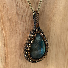 Load image into Gallery viewer, Teal Labradorite &#39;Amulet&#39; Teardrop Pendant