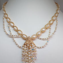 Load image into Gallery viewer, Bridal baroque pearl choker necklace with tasseled pendant and side drops