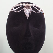 Load image into Gallery viewer, Fine beaded Elizabethan style tiara with freshwater pearl, Swarovski crystal and metallic micro beading.