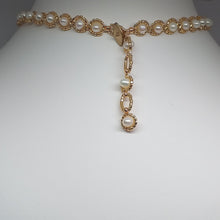 Load image into Gallery viewer, Fine beaded pearl choker metallic micro-beading. and toggle fastening at the back
