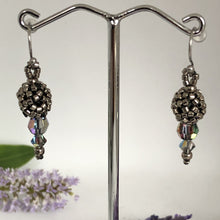 Load image into Gallery viewer, Fine beaded bauble earrings with Swarovski crystal and metallic micro-beading