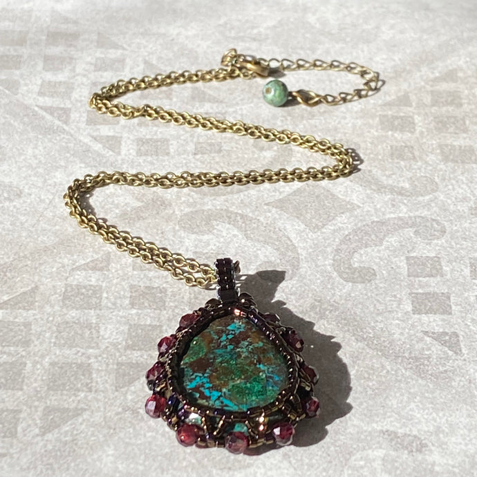 Azurite 'Flower' Amulet Pendant