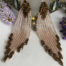 Load image into Gallery viewer, Beaded tassel earrings: champagne &amp; bronze