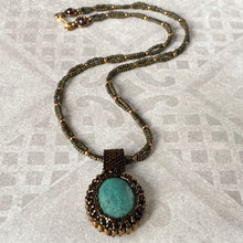 Load image into Gallery viewer, Turquoise Amulet Necklace on Beaded Chain